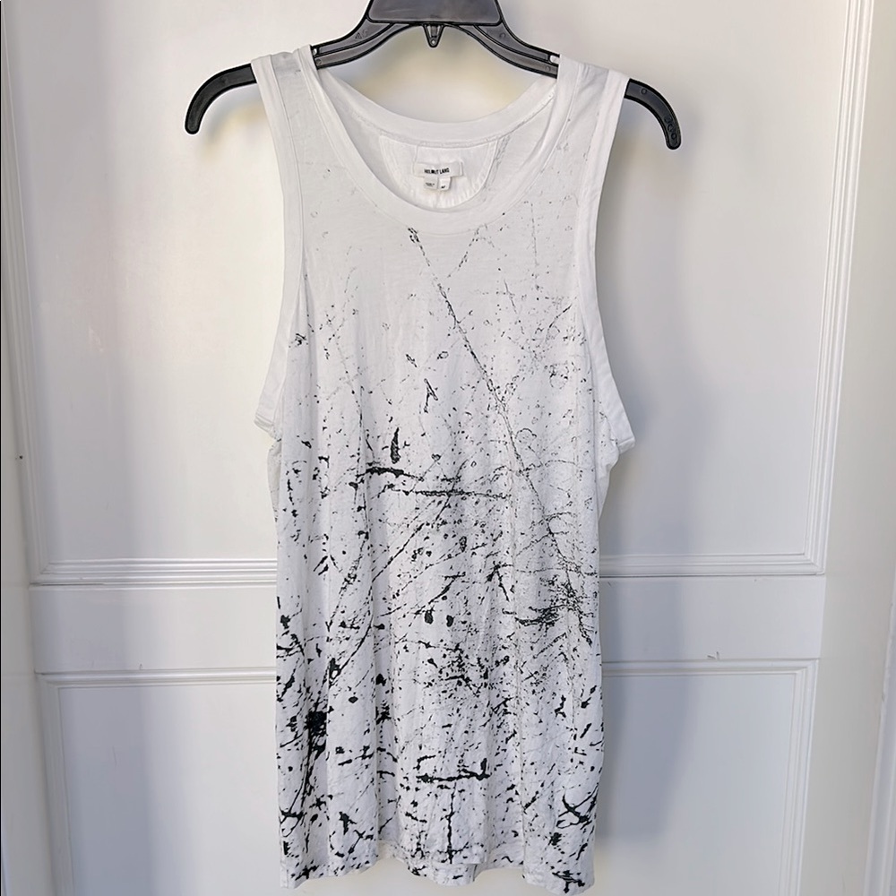 Helmut Lang Muscle Racer Tank Splatter Paint Design Black White Medium